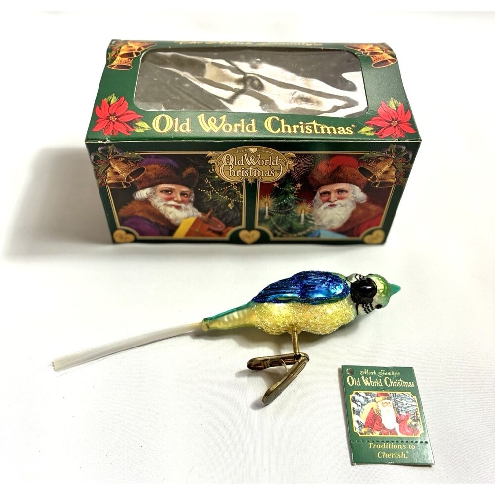 Old World Christmas Parrot Ornament Clip on Bird OWC Box #18025 Vintage 2003